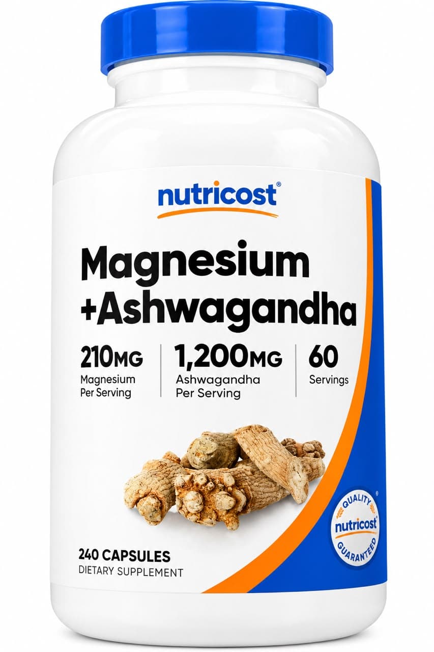 Nutricost Magnesium + Ashwagandha – 240 Capsules