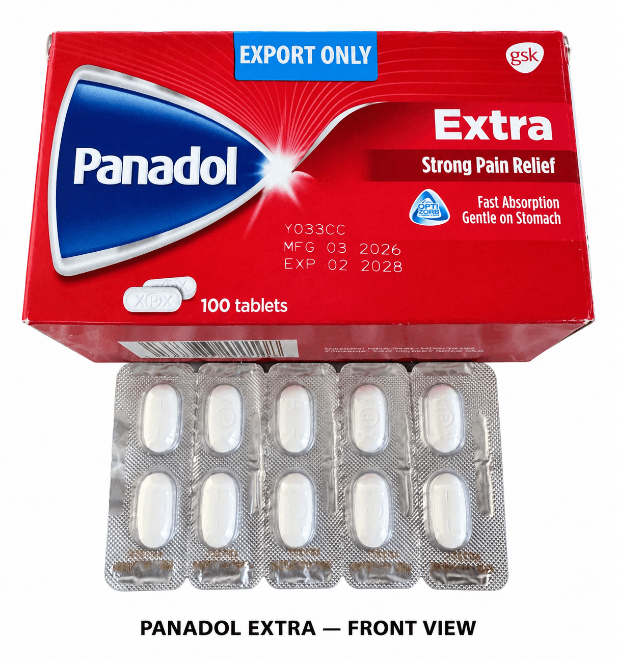PANADOL EXTRA PARACETAMOL 500 MG + CAFFEINE 65 MG — 100 TABLETS