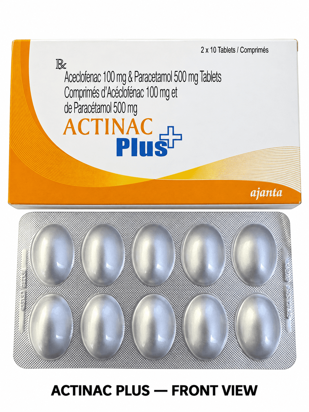 ACTINAC PLUS ACECLOFENAC 100 MG + PARACETAMOL 500 MG — 20 TABLETS
