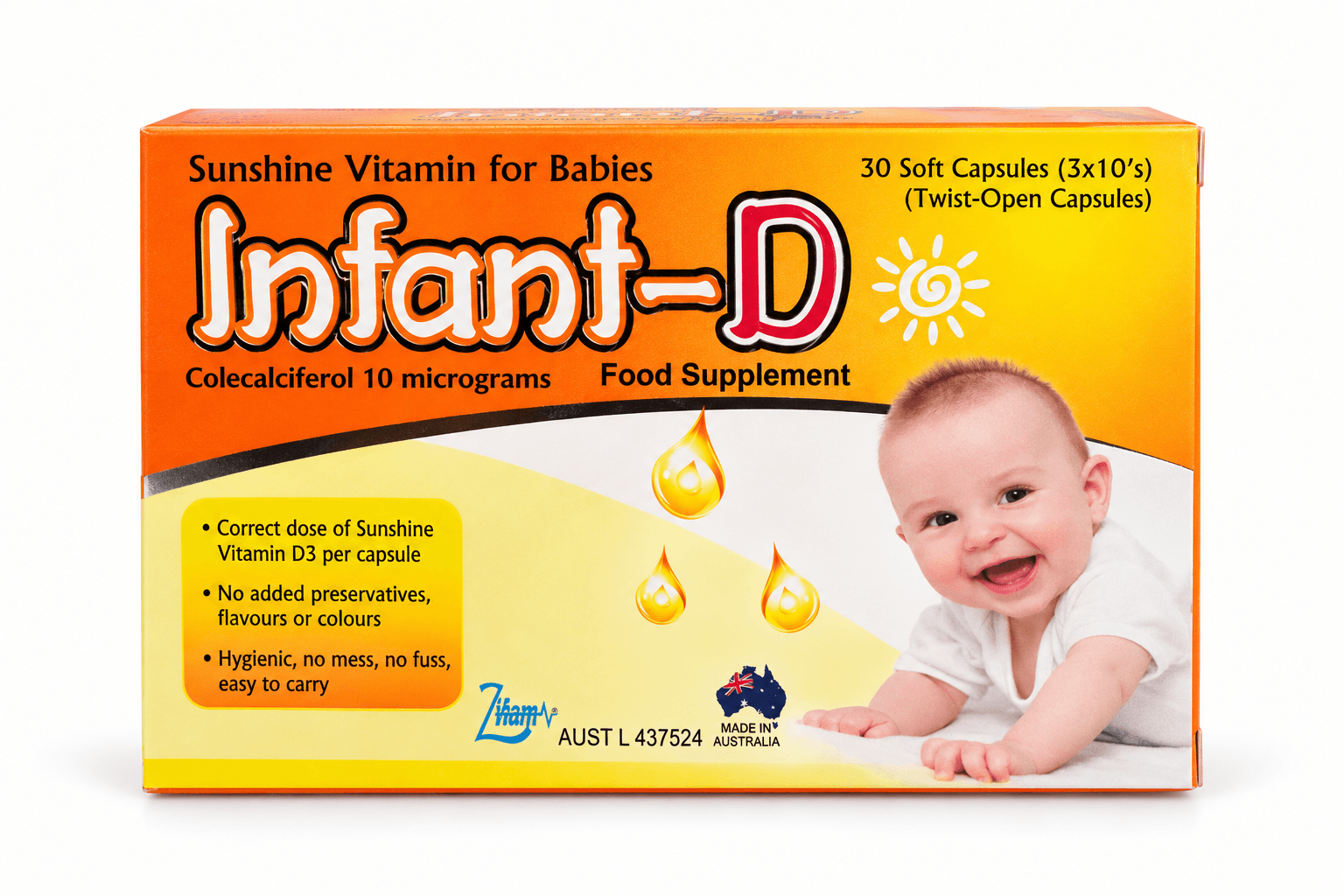 INFANT-D VITAMIN D3 400 IU — 30 TWIST-OPEN SOFT CAPSULES
