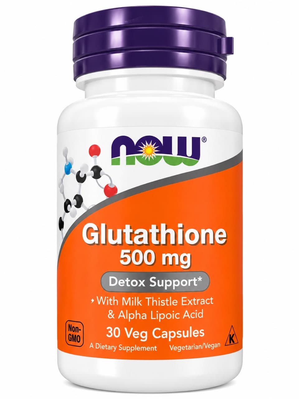 NOW Foods Glutathione 500mg with Milk Thistle Extract & Alpha Lipoic Acid – 30 Veg Capsules