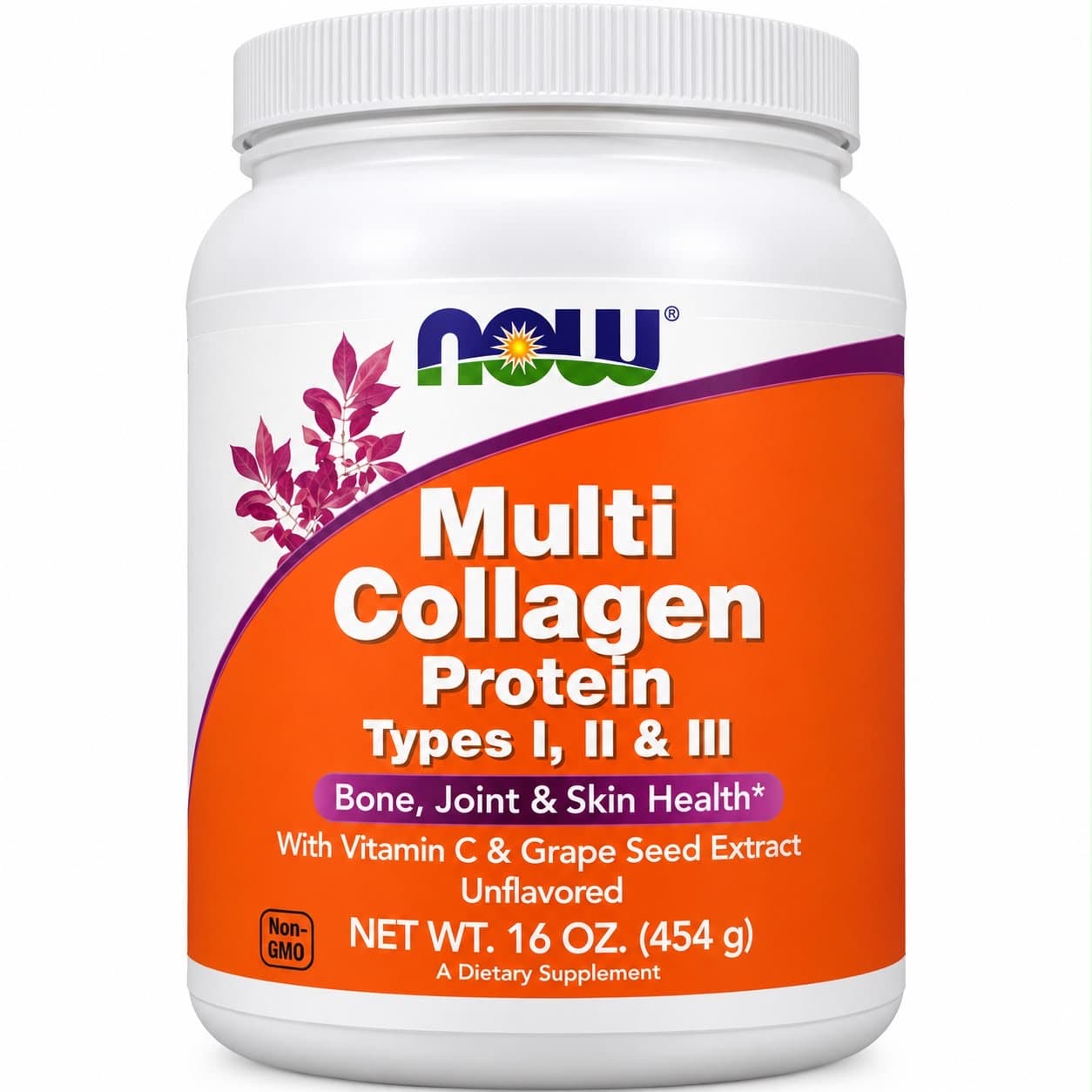 NOW Foods Multi Collagen Protein Types I, II & III with Vitamin C & Grape Seed Extract – 454g