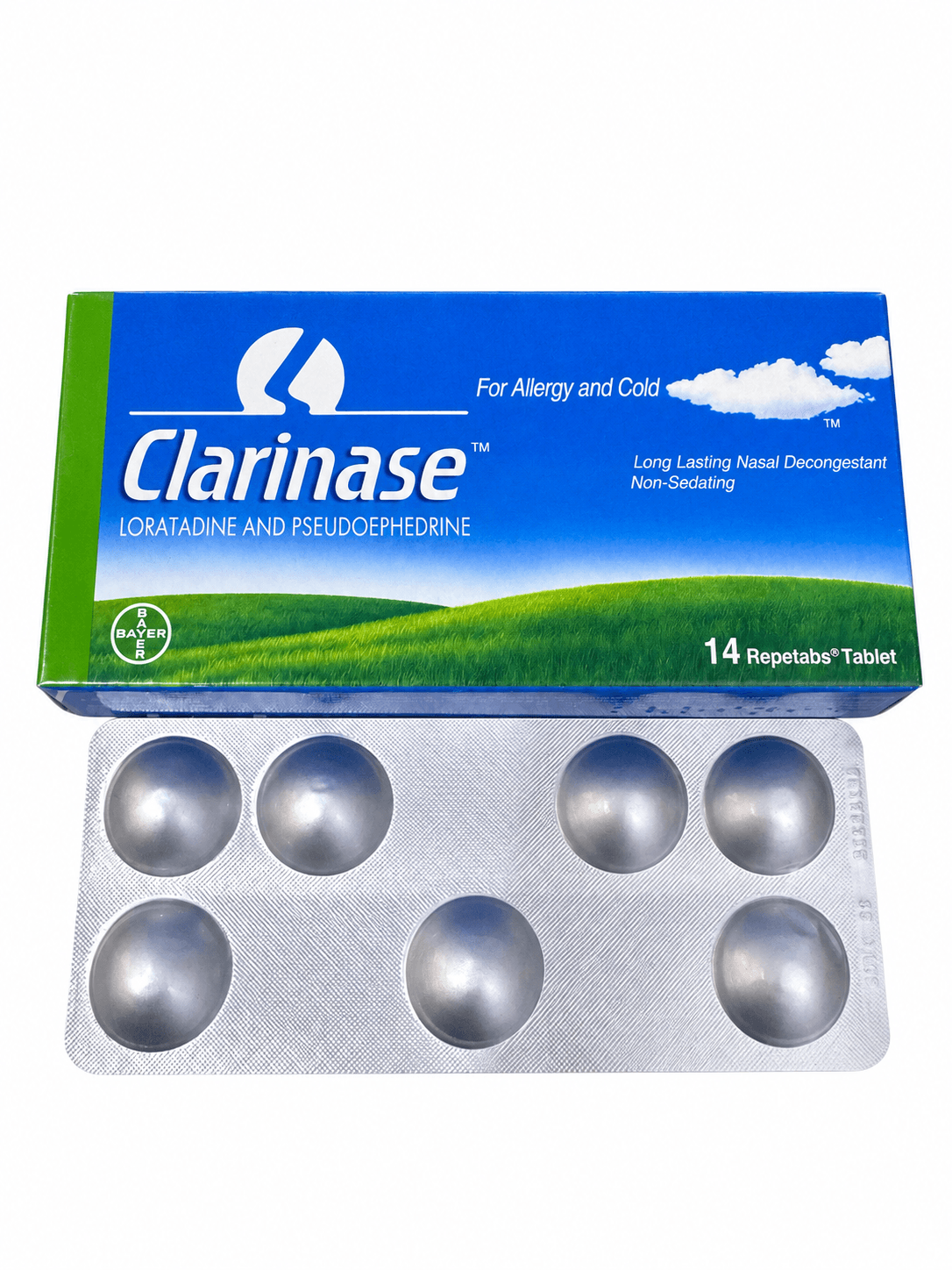 CLARINASE REPETABS — 14 TABLETS LORATADINE AND PSEUDOEPHEDRINE SULFATE.