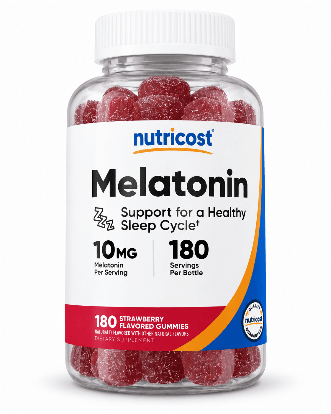 Nutricost Melatonin 10mg Strawberry Flavored Gummies – 180 Gummies