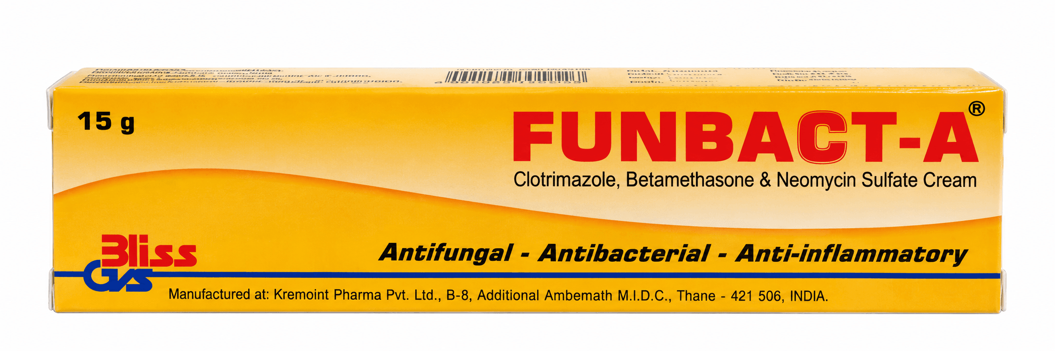FUNBACT-A CREAM 15G(CLOTRIMAZOLE+BETAMETHASONE+NEOMYCIN SULFATE)