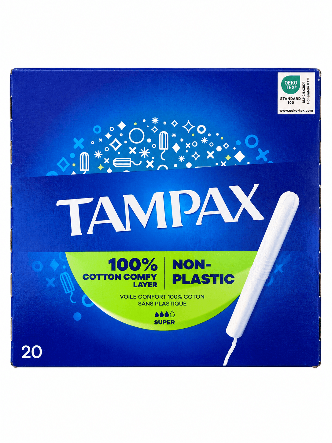 TAMPAX REGULAR TAMPONS 100% COTTON COMFORT LAYER