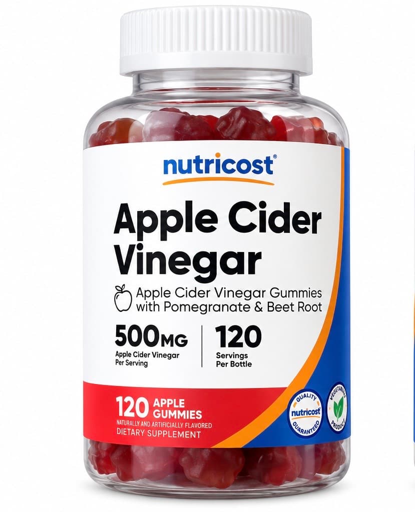 Nutricost Apple Cider Vinegar Gummies with Pomegranate & Beet Root – 120 Gummies