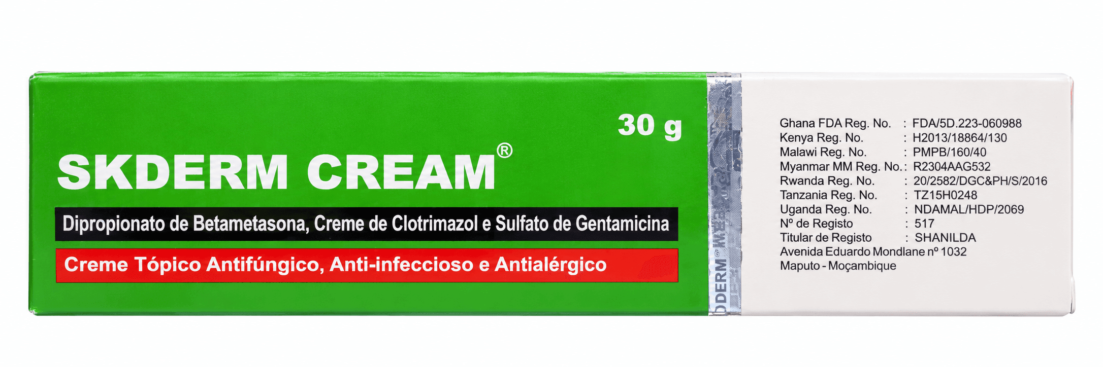 SKDERM CREAM 30G(BETAMETHASONE DIPROPRINATE+CLOTRIMAZOLE+GENTAMICIN SULFATE)
